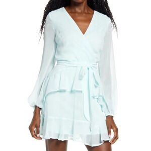 Leith Elegant Long Sleeve Wrap Front Mini Floral Wrap Dress NWT 78.00